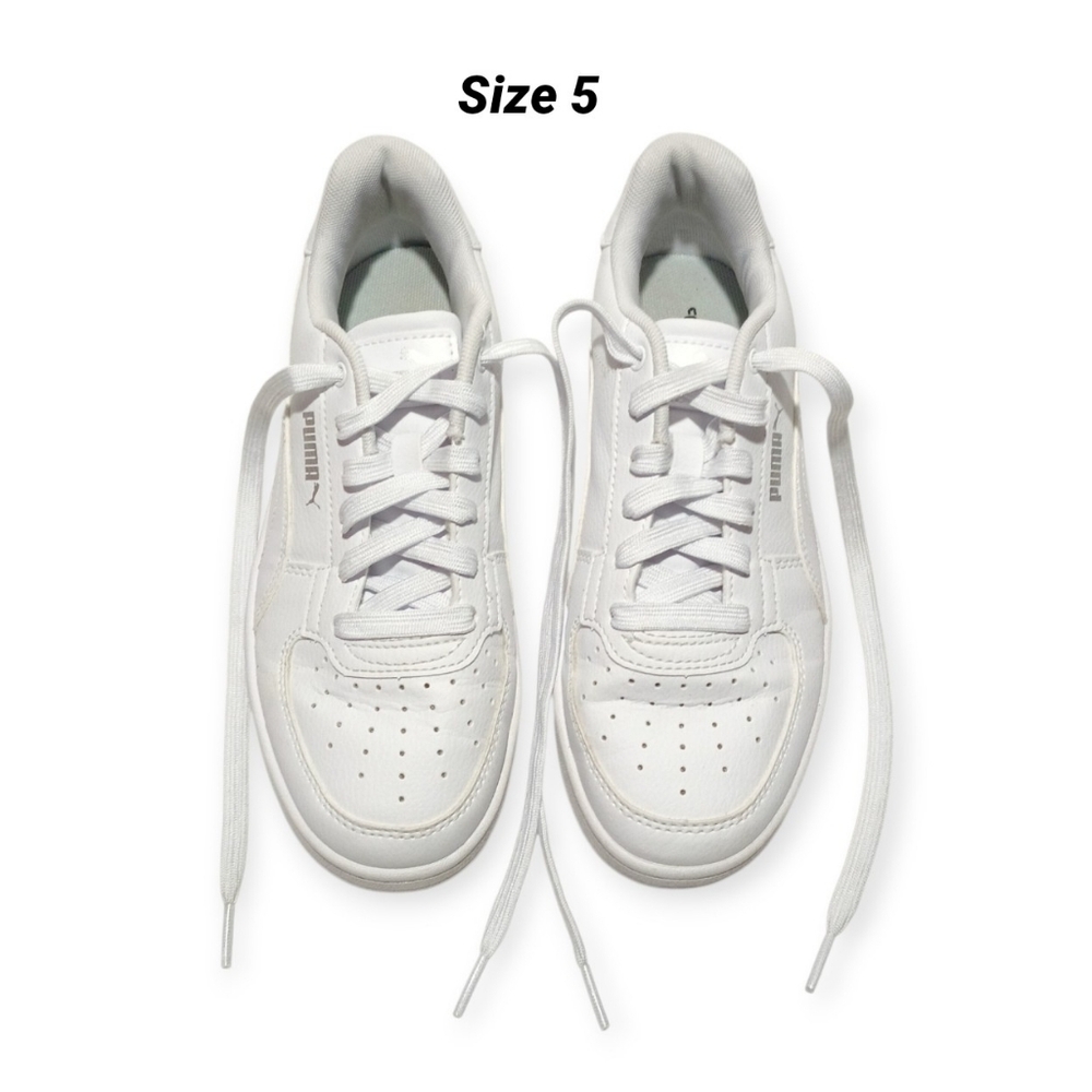 Puma Boys White Faux Leather Caven 2.0 Sneakers Shoes Big Kids Size 5